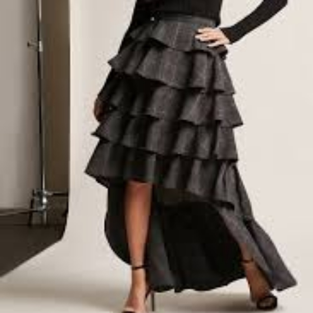 Plaid High-Low Flounce Skirt